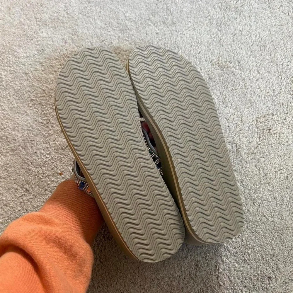 Y2K 2000s Rhinestone Wedge Flip Flops